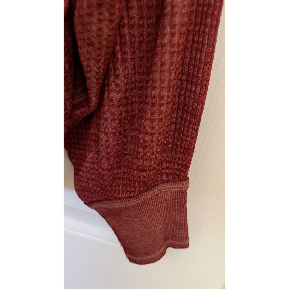 We The Free Thermal Oversized Distressed Grunge Loungewear Top Women's L Brown - Picture 6 of 7